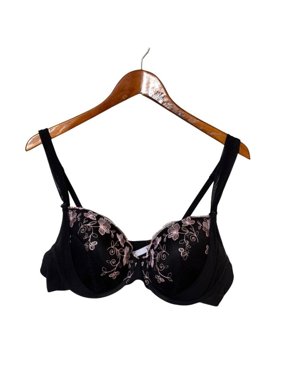 Adored By Adore Me Black & Pink‎ Embroidered Underwire Bra Size 40C